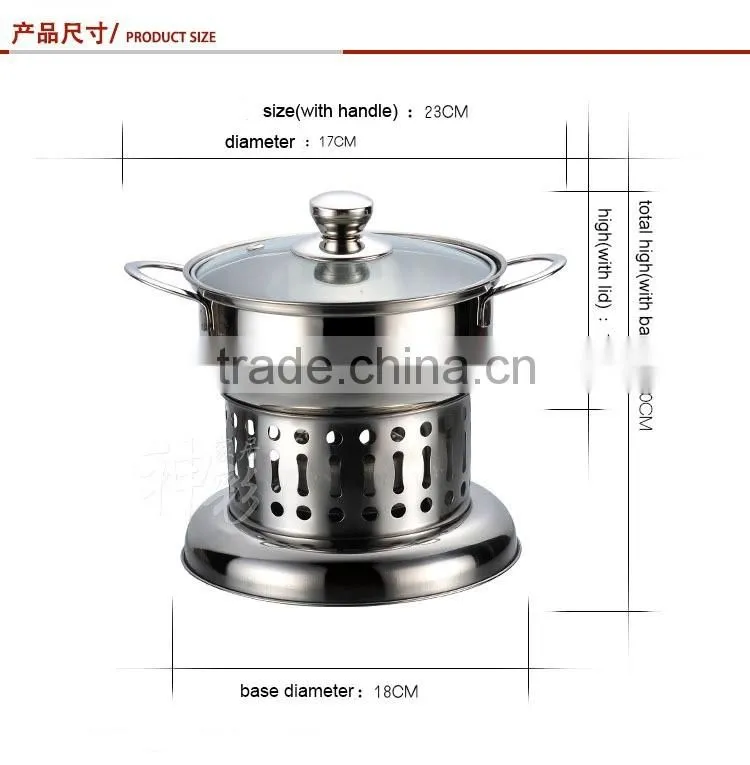 16cm stainless steel alcohol stove with pot alcohol furnace camping stove