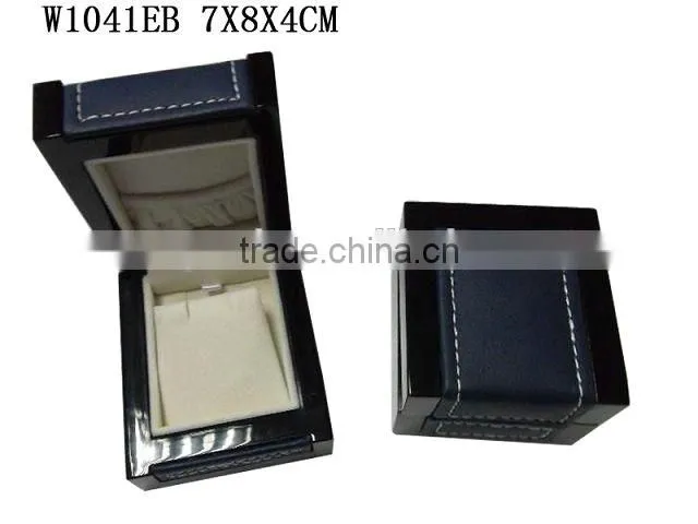 W1041RM Whosale Ring Jewelry Wooden Box High Glossy With PU leather stitching on top
