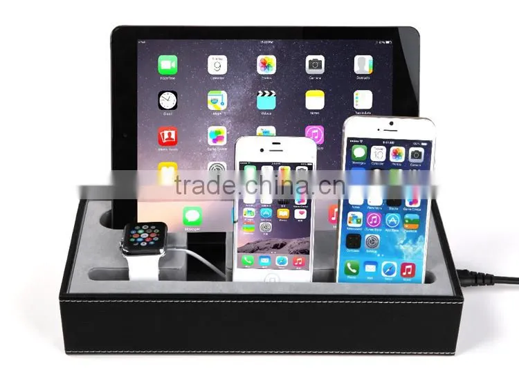 New coming creative Multi-function leather charge stand for apple watch
