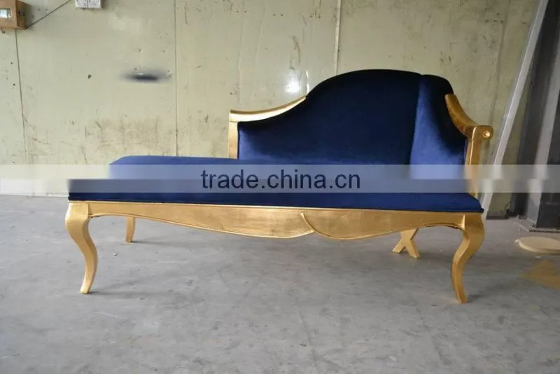 Royalblue velvet gold frame lounge chaise XY2869A