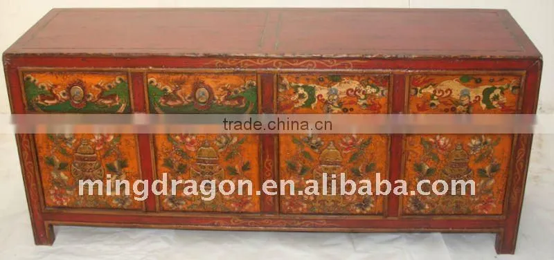 Chinese Antique Hand painting Four door four drawer cabinet 140*41*51cm