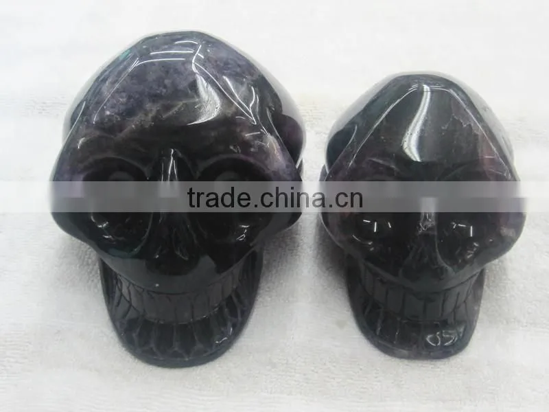 Natural Purple Fluorite Gemstone Skull