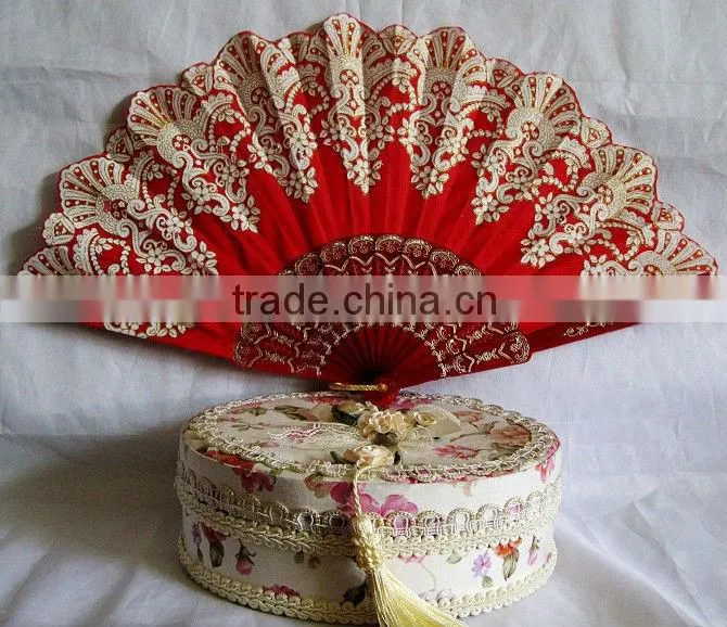 plastic fan with green dot ,glittler edge for advertising