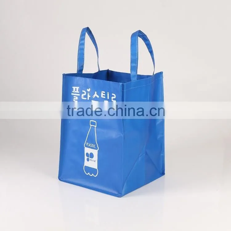 PP woven fabric with lamination shopping bag ,PP woven material handle ,with CMYK printing