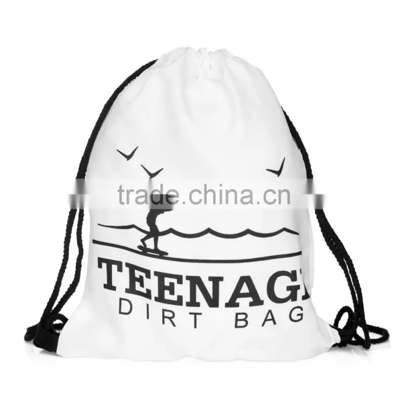Brand New Custom 3D Print Cheap Cloth Drawstring Sports Bag