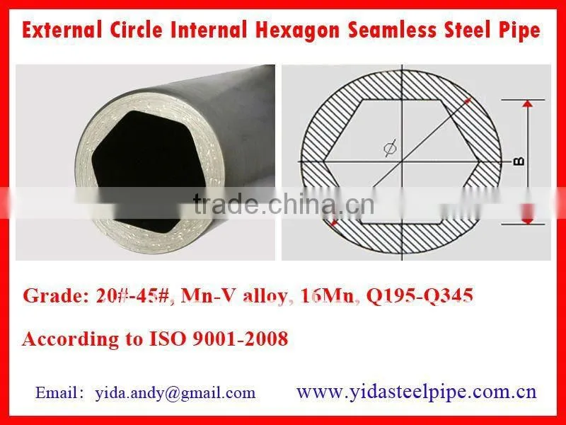 external circle internal hexagon steel pipe