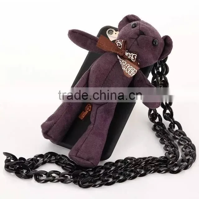 Luxury Teddy Bear Stand Heat TPU Mobile Phone Cover Case For Apple iPhone 5G 5S 6S 6 Plus