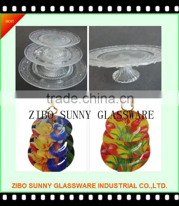 3pcs fashion printed tempered glass plate fruit plate