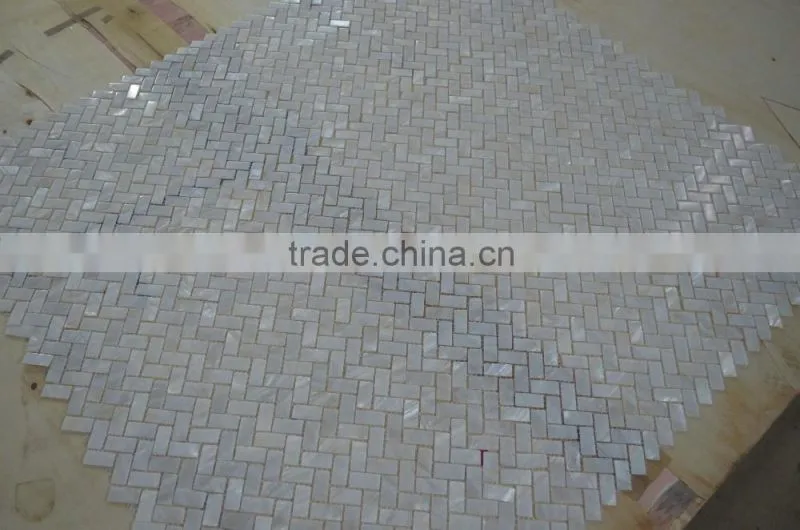 Herringbone Pattern Convex freshwater shell mosaic with joints