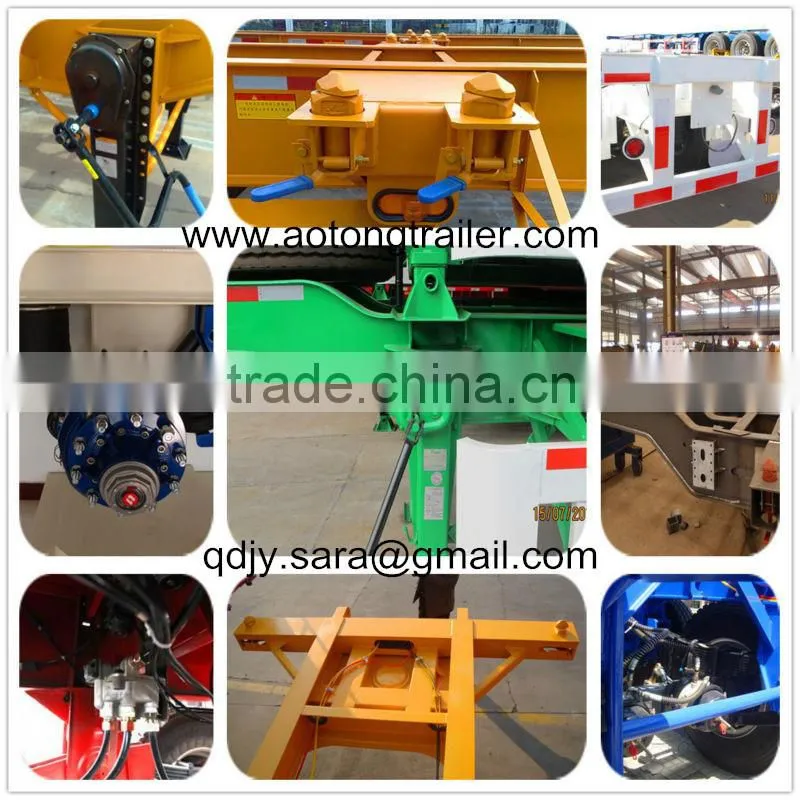 Factory Price Aotong 3 Axles 40 ft Skeleton Container Trailer , 20 ft Skeleton Semi Trailer Container Chassis