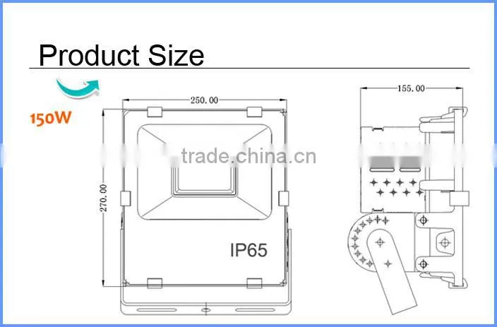 Professional manufacture IP65 waterproof led smd flood light 150W with Meanwell driver
