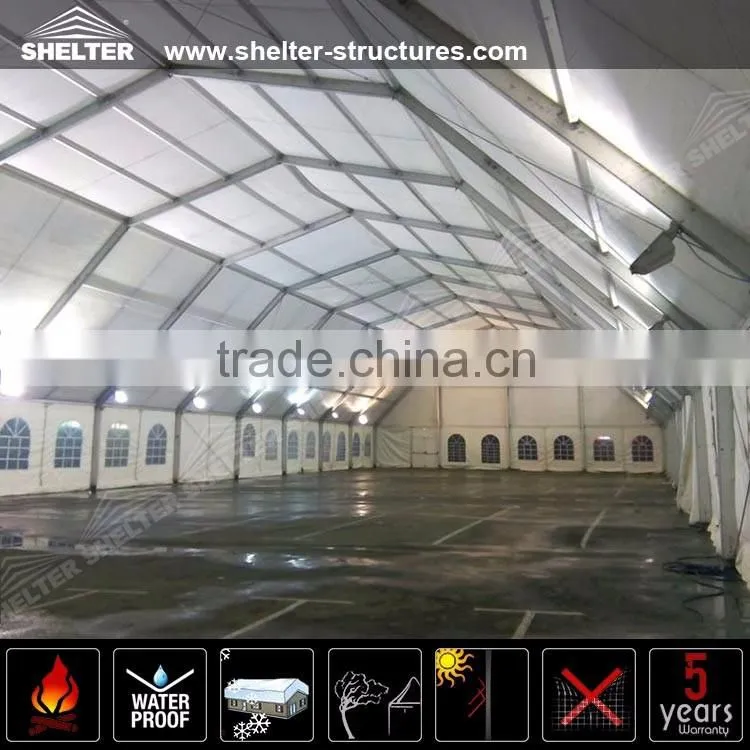 Used white PVC fabric polygon tent for warehouse