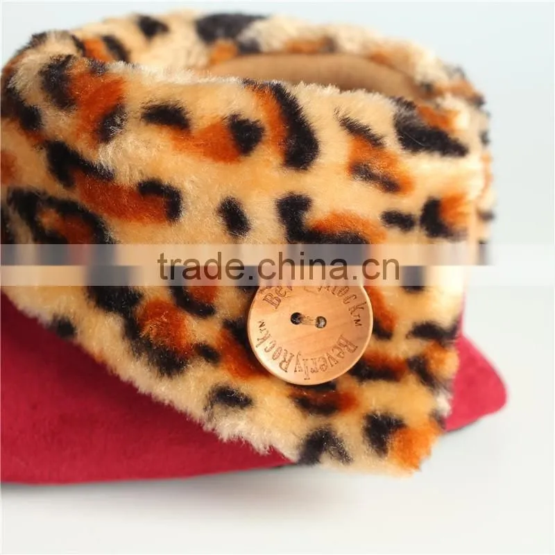 Sex ladies slipper microsuede boots with button