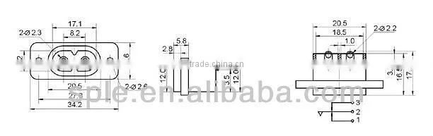 2 pin AC power jack AC-105