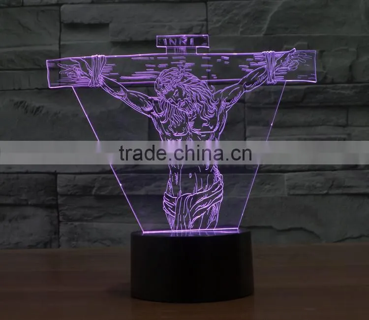 Jesus shape 8 function christmas light controller 3d illusion led night light lamp