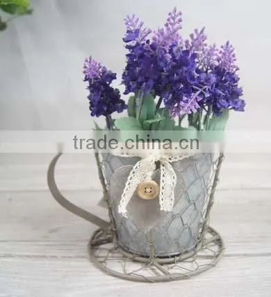 Cup and saucer Decorative metal flower pot