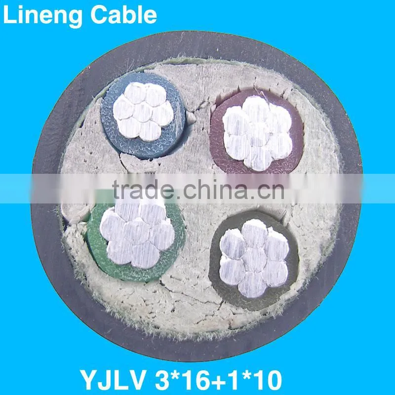 Lineng YJLV 3*16+1*10 Low Voltage 3+1 Core Aluminum Electrical Power Cable