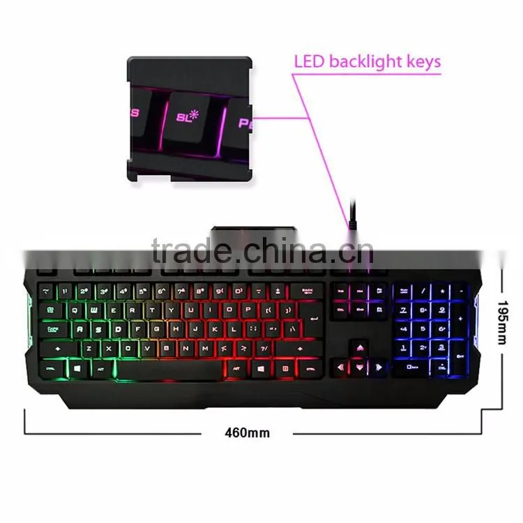 Fashion VP-X9 Rainbow Backlight Ergonomic Illuminated Usb Wired Gaming Keyboard