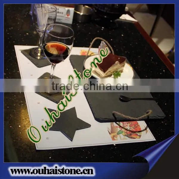 Laser groove line black board slate pizza stone