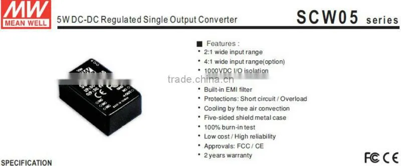 Mean well SCW05A-12 5W 12V Converter 5W SMPS 12v