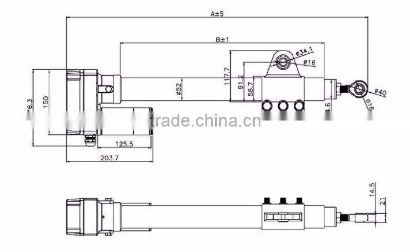 High pricision solar panel tracking linear actuator with waterproof jacket