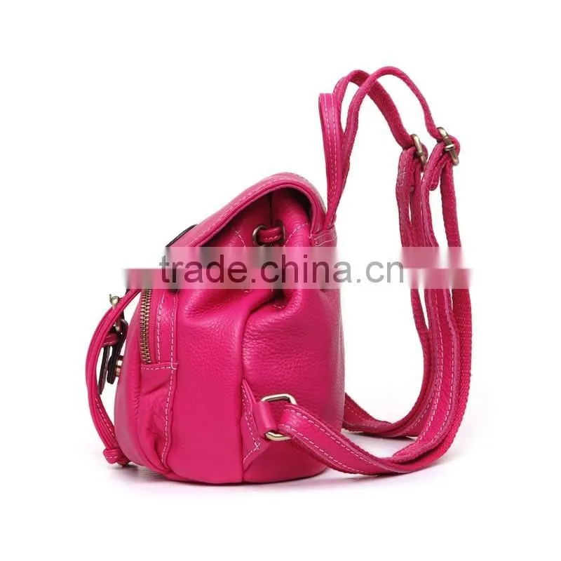 Dongguan factory sell directly simple small size real leather ladies backpack