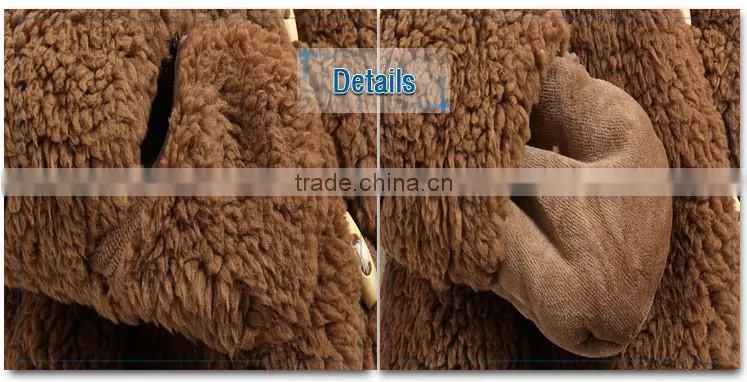 European version unisex lamb coral fleece outdoor coat for kids thick warm winter faux fur loose coat