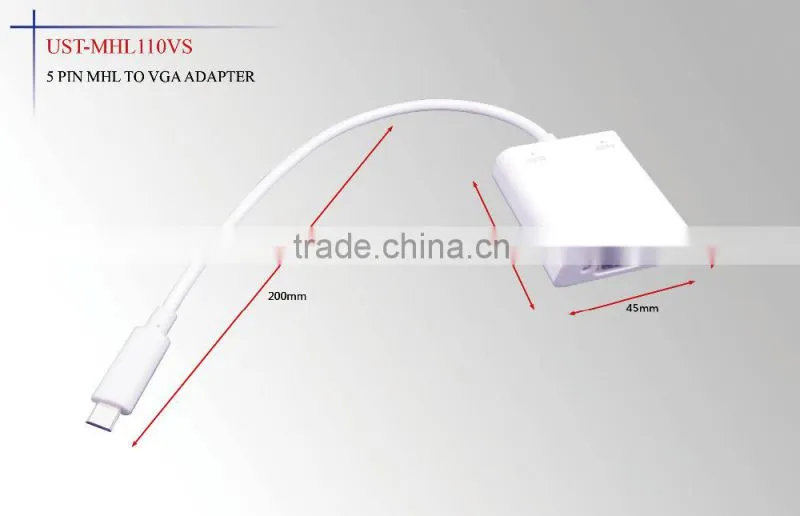 Micro USB 5pin MHL adaptador VGA + audio for smart phone
