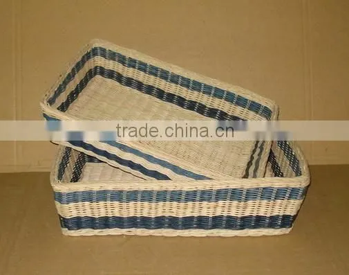 CD Rack White Wash Rattan Basket