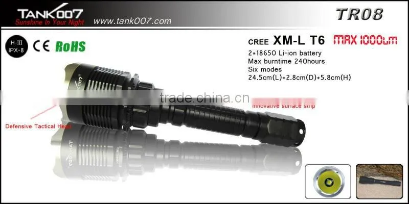 xm-l t6 LED flashlight with twisting magnetic dimmer switch (TANK007 TR08)