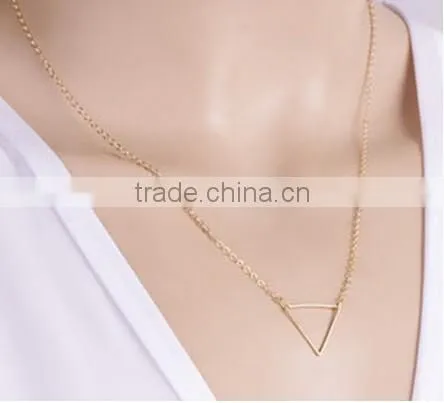 Fashion Simple Charm Jewelry Hollow OutTriangle Pendant Chain Pendant Clavicle Necklace