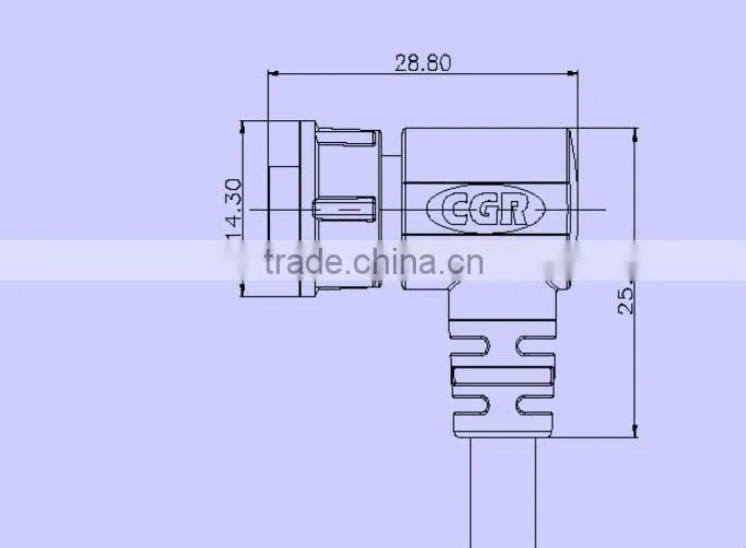 Outdoor Mini 2 pin male plug with molding 90 waterproof connector