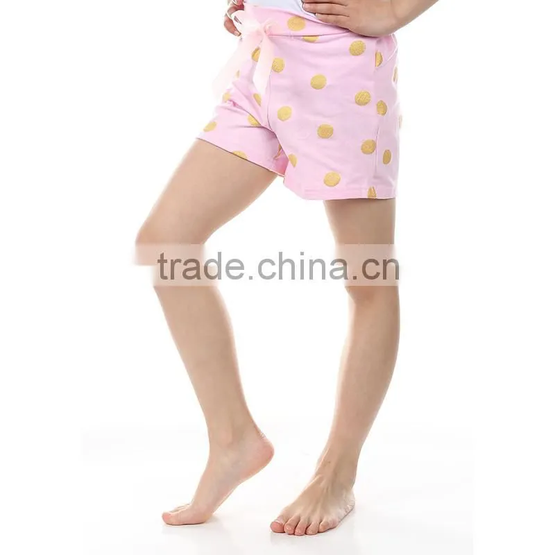 Multicolored dots bowknot design stylish easy sports doing cotton children girls shorts