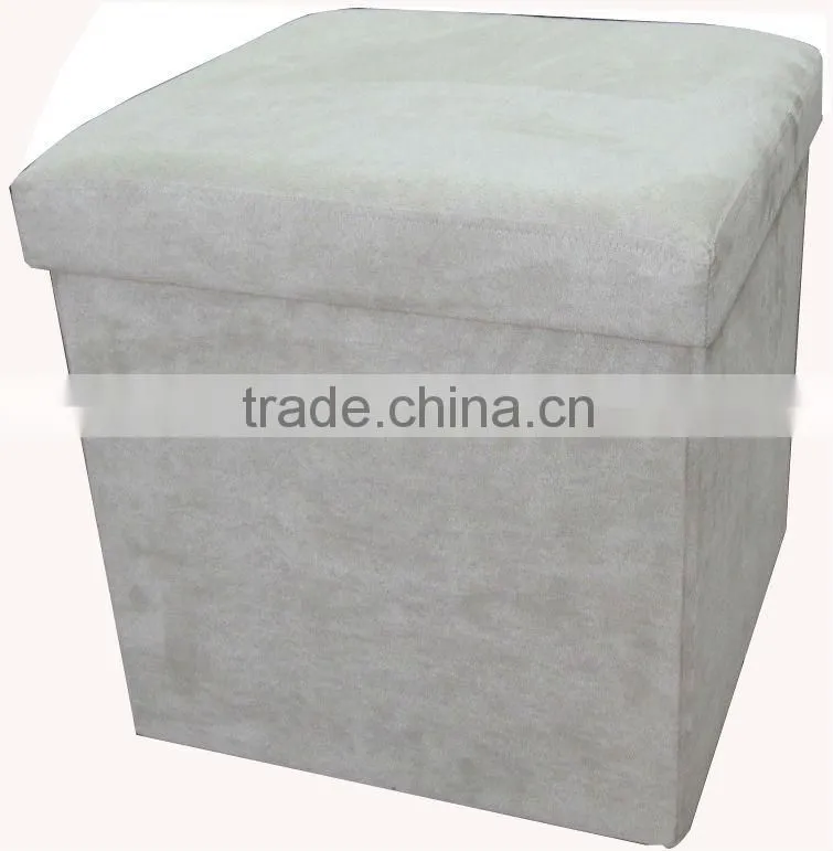 Pink Suede folding storage ottoman