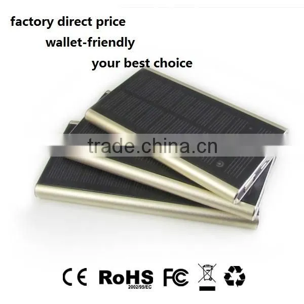 8000mah factory supply hiking solar charging external mobile battery for digital product series
