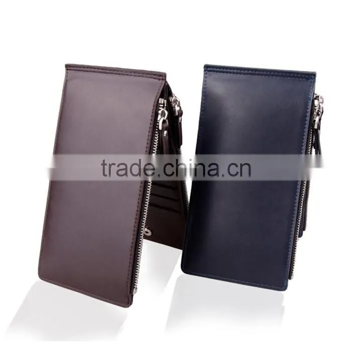 Zipper close multiple function foldable leather card holders wallet case cellphone cover