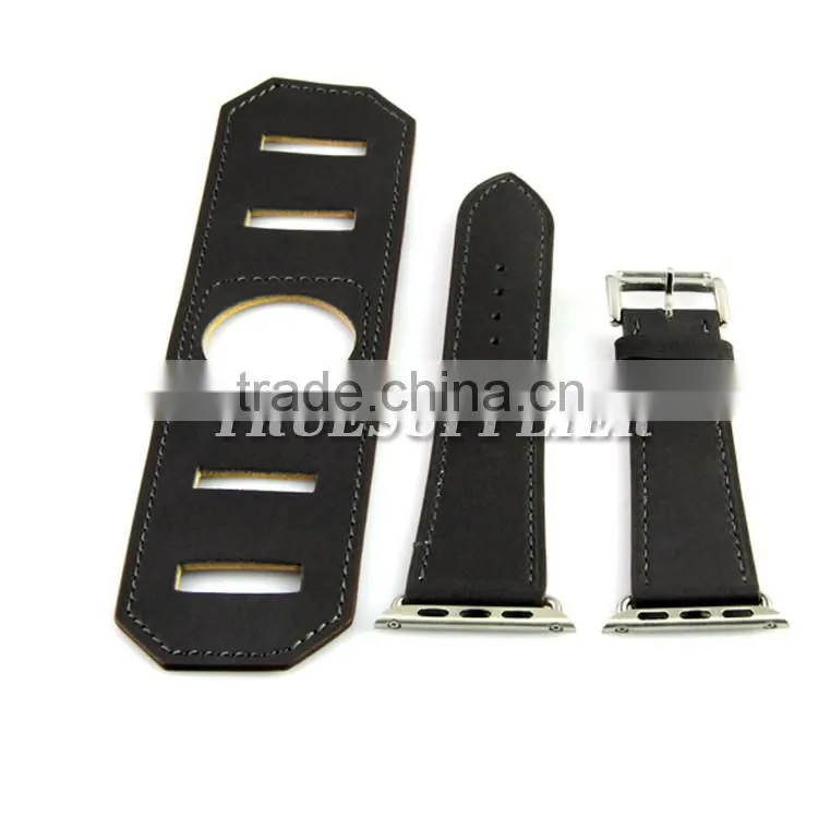 black leather band for apple watch link leather bracelet