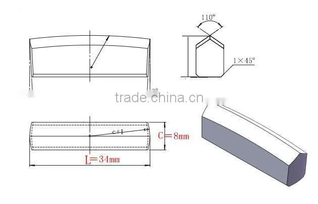 K034 K040 tungsten carbide tip for cross bit chisel bit