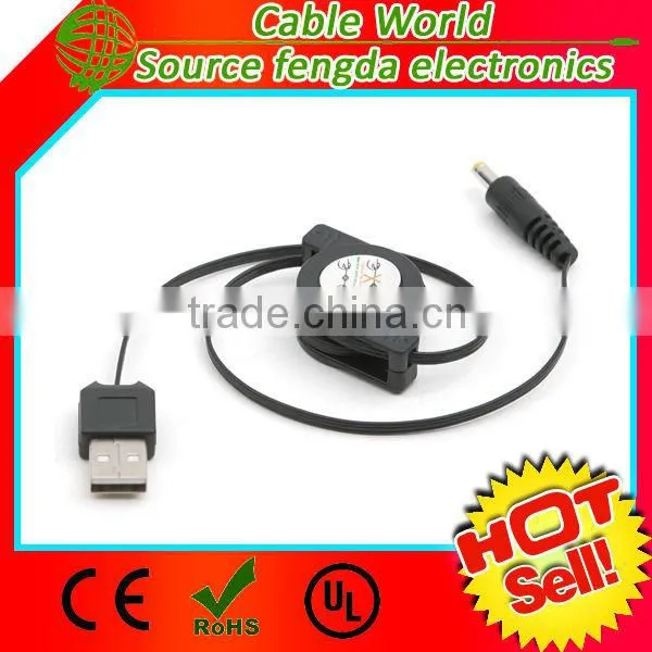 Hot Sell,Retractable DC 4mm cable USB A male to DC 5V 4mm charger cable
