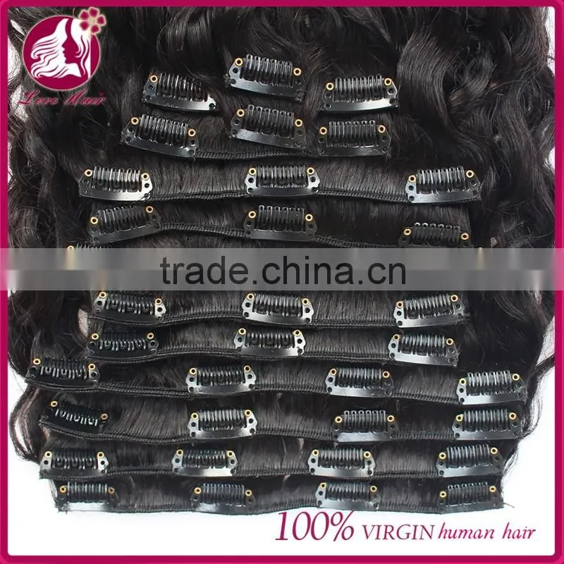 DHL Free Ship Deep Wave Human Hair 100g Clip In Extensions Indian Virgin Human Hair