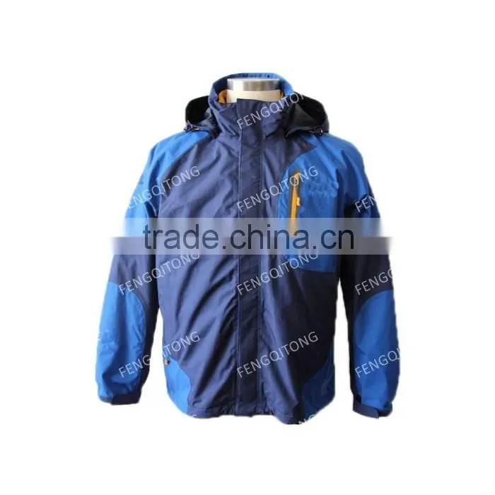 100% Polyester windproof hooded jacket hardshell clothing for men