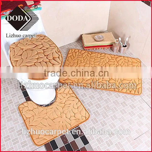 anti slip pvc backing memory foam soft foam material bathroom carpet 3 set
