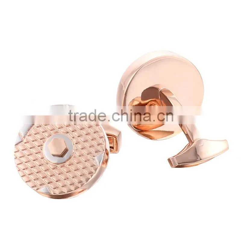 2015 hotsale round metal cufflinks with differenc plating bulk cufflinks