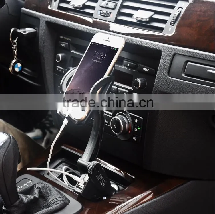 Mobile phone portable double usb port car charger dual car usb charger holder