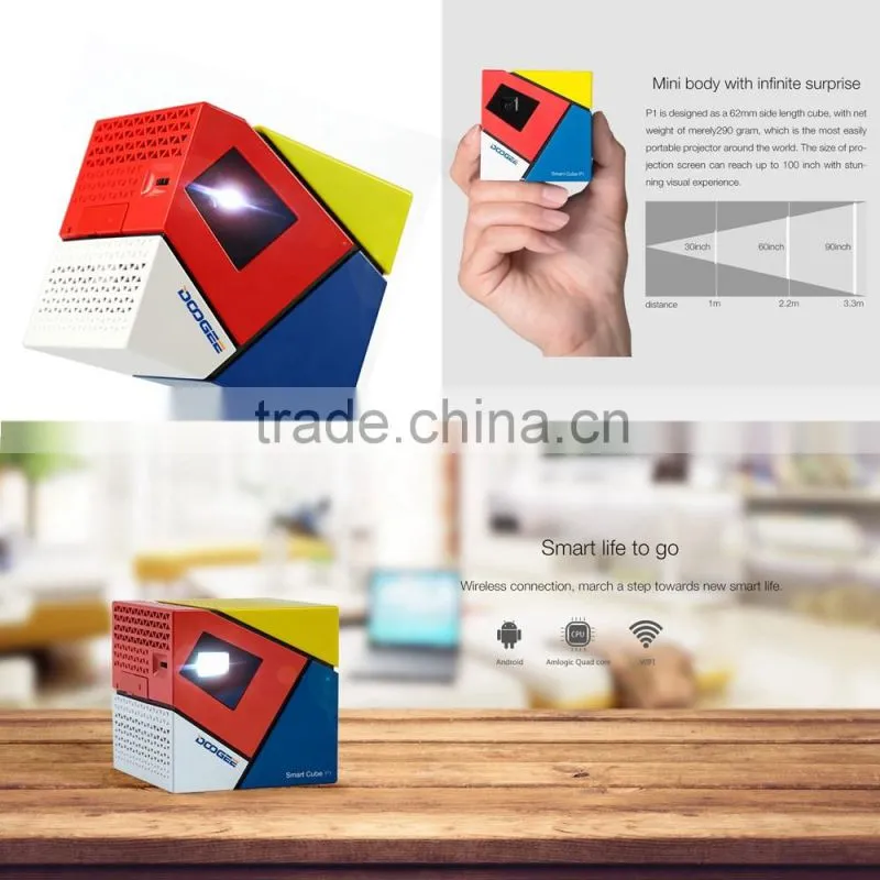 DOOGEE Cube P1 Smart Mini LED Projector Andriod4.4 Quad Core USB OTG 4800mAh Projectors for iphone IOS7.0 Android 4.2 Smartphone