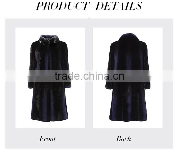 hot sale women long cashmere coat with mink