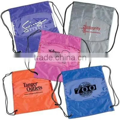 Fashionable fold up polyester drawstring bag