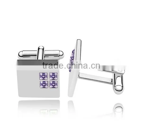 Alibaba customized latest metal silver cuff link jewelry mens shirts austria crystal cufflinks
