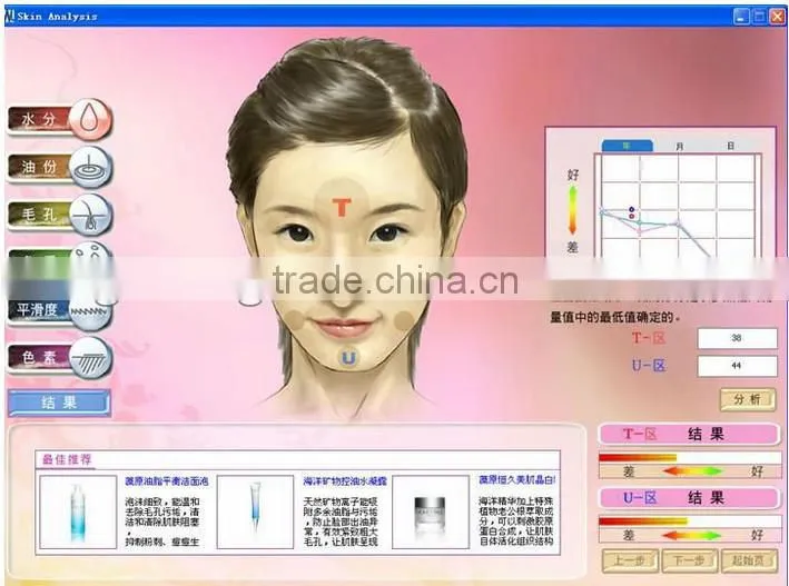 Hot-selling touch screen digital facial skin analyzer beauty machine BD-P006
