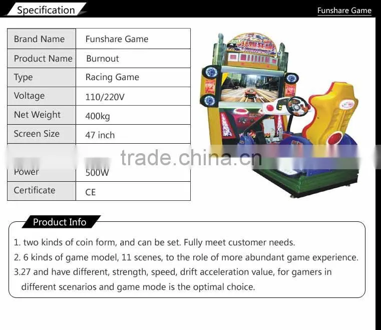 Funshare hot sale 3d car driving simulator machine coin operated driving car game machine